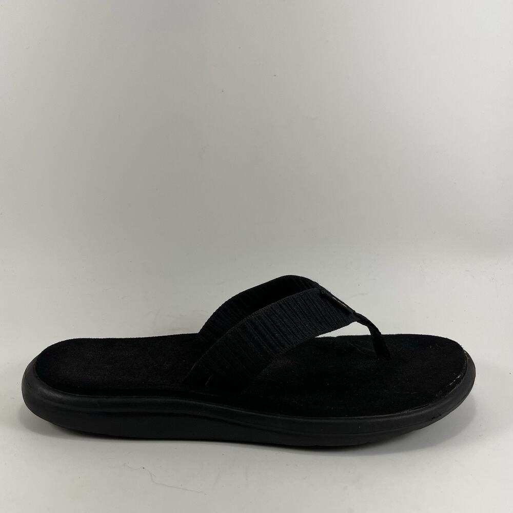 Teva Voya Canvas Flip Flops Womens Size 7 Black Sandals Beach Pool Comfort